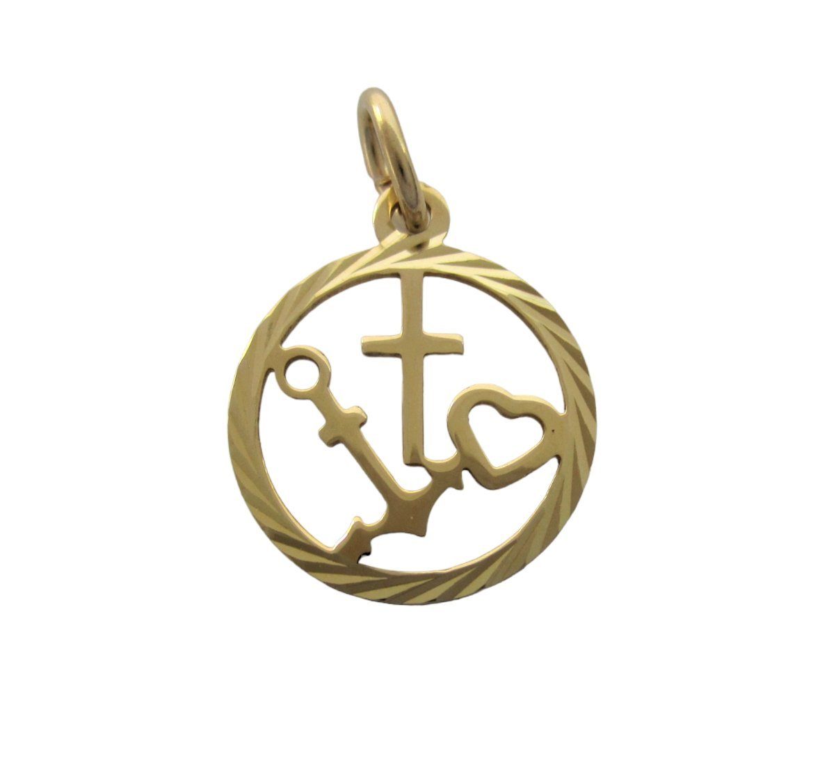 NICEANDnoble Kettenanhänger 585er Gelbgold Kettenanhänger Glaube, Liebe
