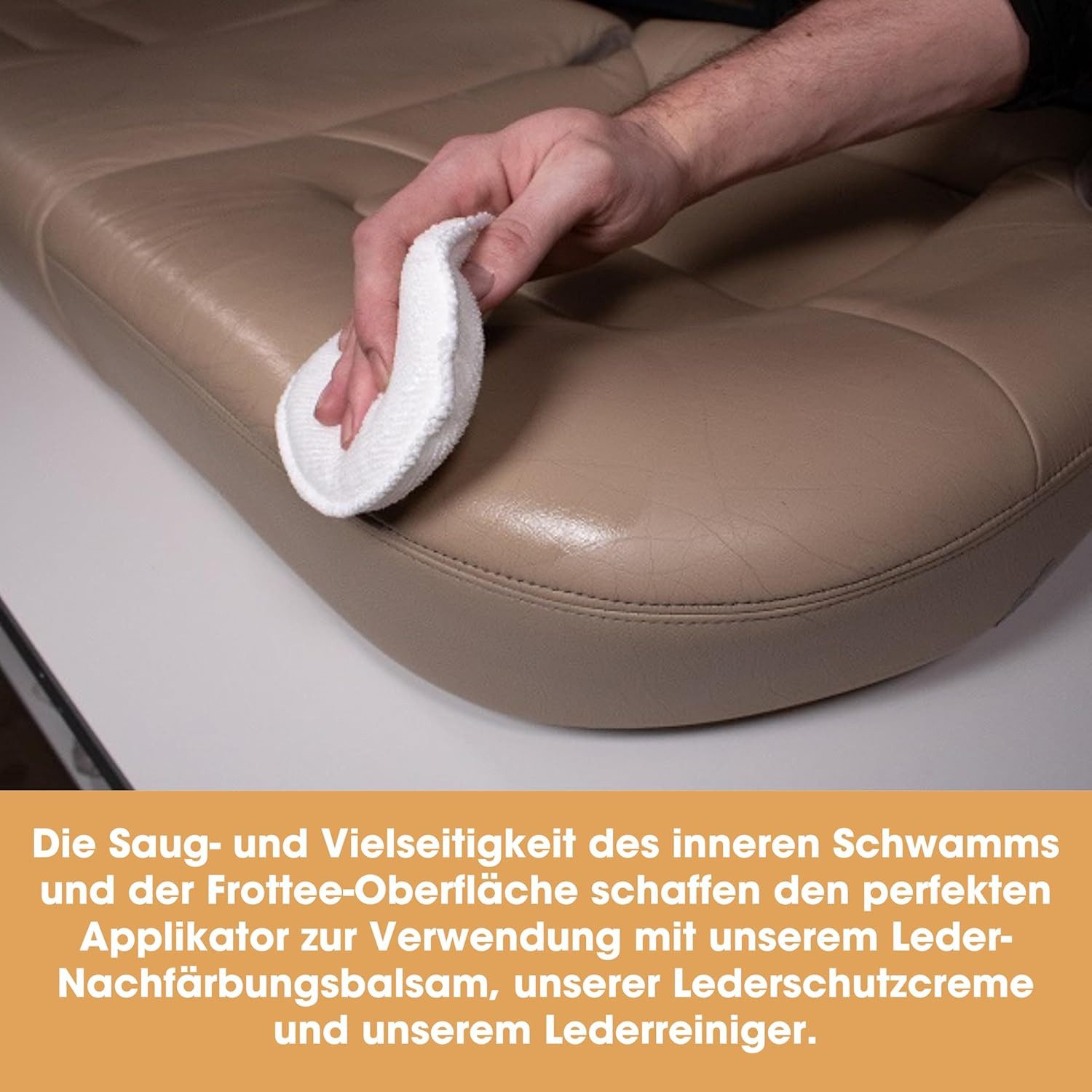 FELIXLEO Schwämmchen Lederpflege-Schwamm Set für Reinigung und Balsam-Auftrag, 1 tlg.