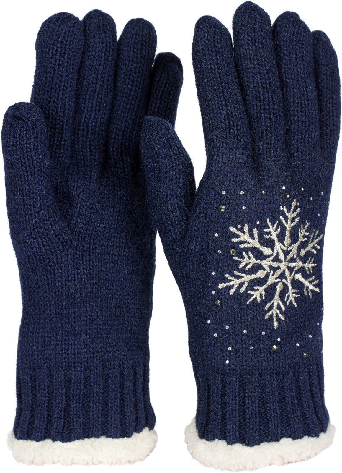 styleBREAKER Strickhandschuhe Strickhandschuhe mit Schneeflocke, Strass günstig online kaufen