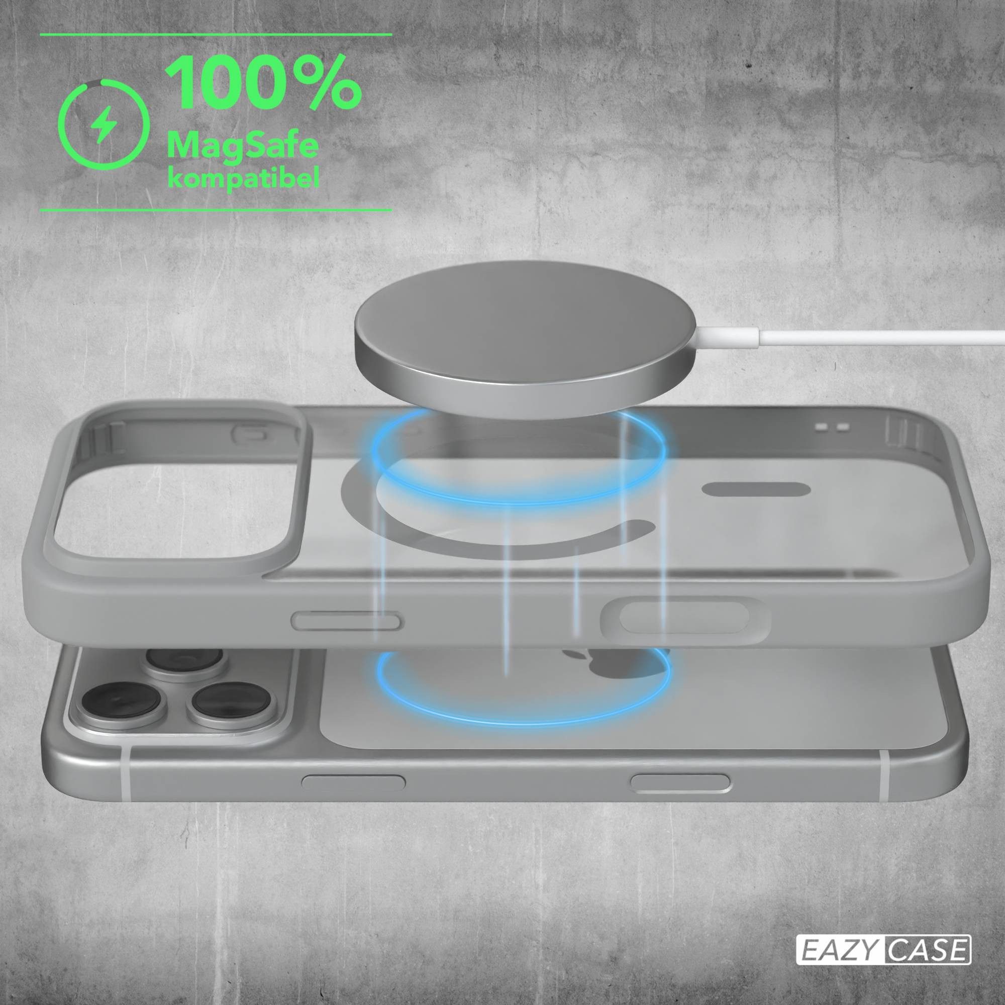 EAZY CASE Handyhülle Transparente Hülle mit MagSafe iPhone 17 Pro Max 6,9 Zoll, Back Cover Slimcover mit Displayschutz, Magsafefunktion, Bumper-Hülle