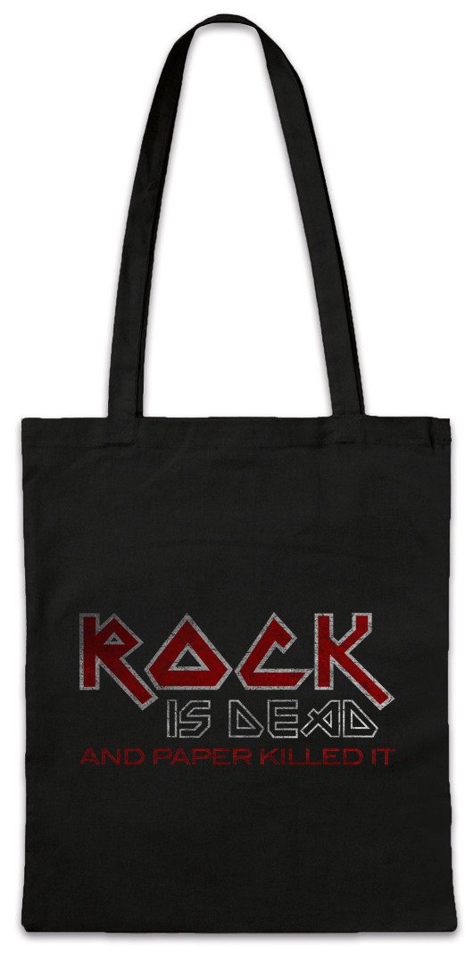 Beuteltasche Rock is Dead and Paper Stofftasche Killed It Scissors And Roll Punk