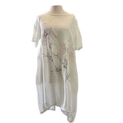 BZNA Shirtkleid Ban Damen Blumen Muster Tunika Kleid mit Perlen