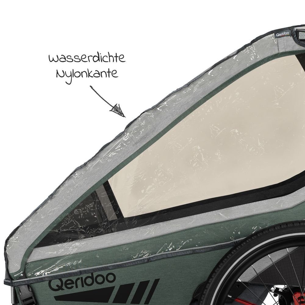 Qeridoo Kinderwagen-Regenschutzhülle Kidgoo 1, Regenschutz Regenverdeck für Qeridoo Fahrradanhänger Kidgoo 1