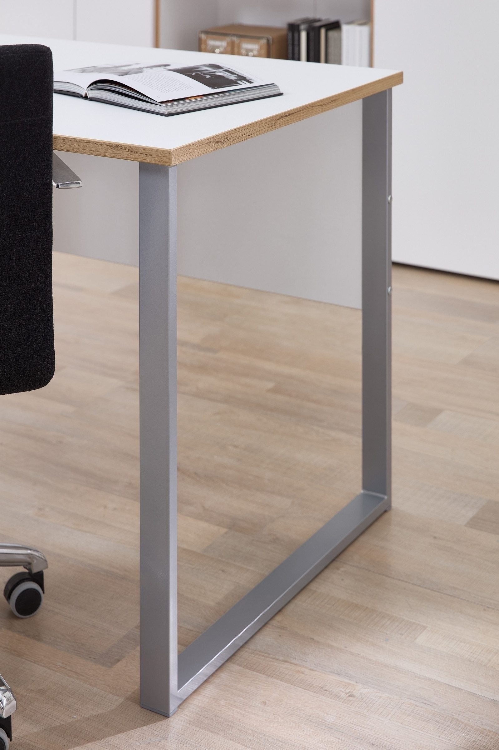 freiraum Schreibtisch Memphis, in Weiß / Artisan / silber - 120x77x73 (BxHxT)