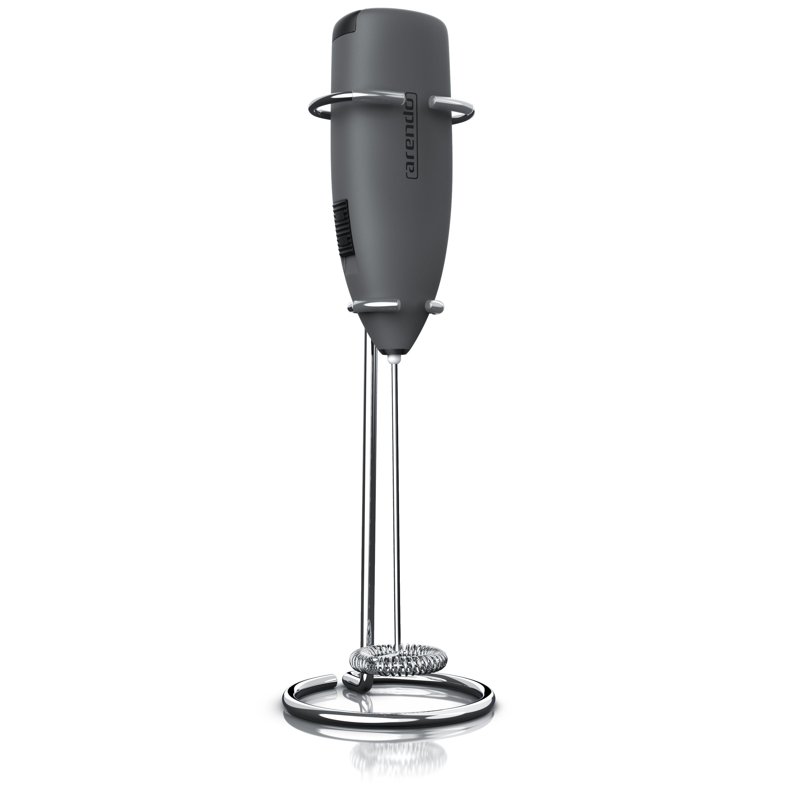 Arendo Міксери elektrischer Stab Handmilchaufschäumer mit Batteriebetrieb, Spezialspirale, 14.200 U/min, für Cappuccino, Shakes, Cocktails uvm.