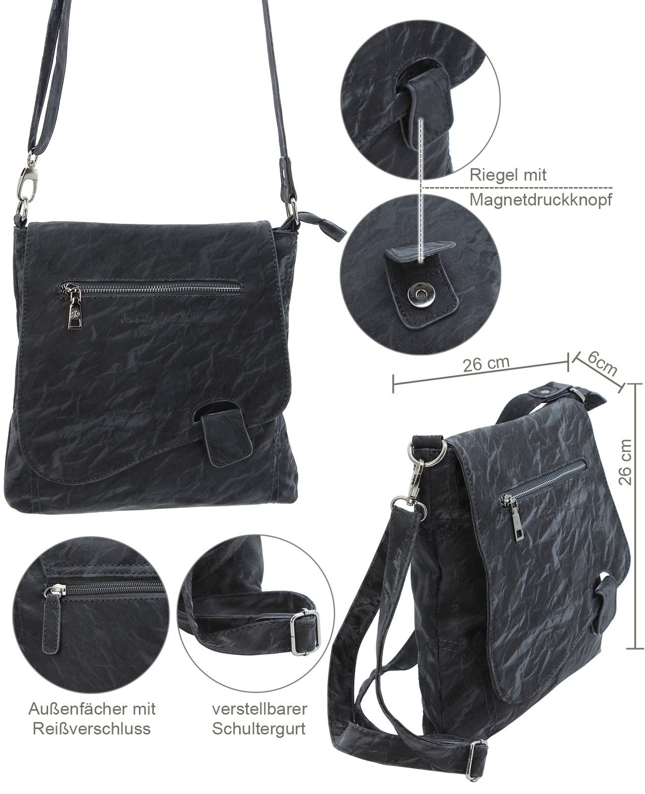 J JONES JENNIFER JONES Schultertasche - Damen Umhängetasche mit Überschlag günstig online kaufen