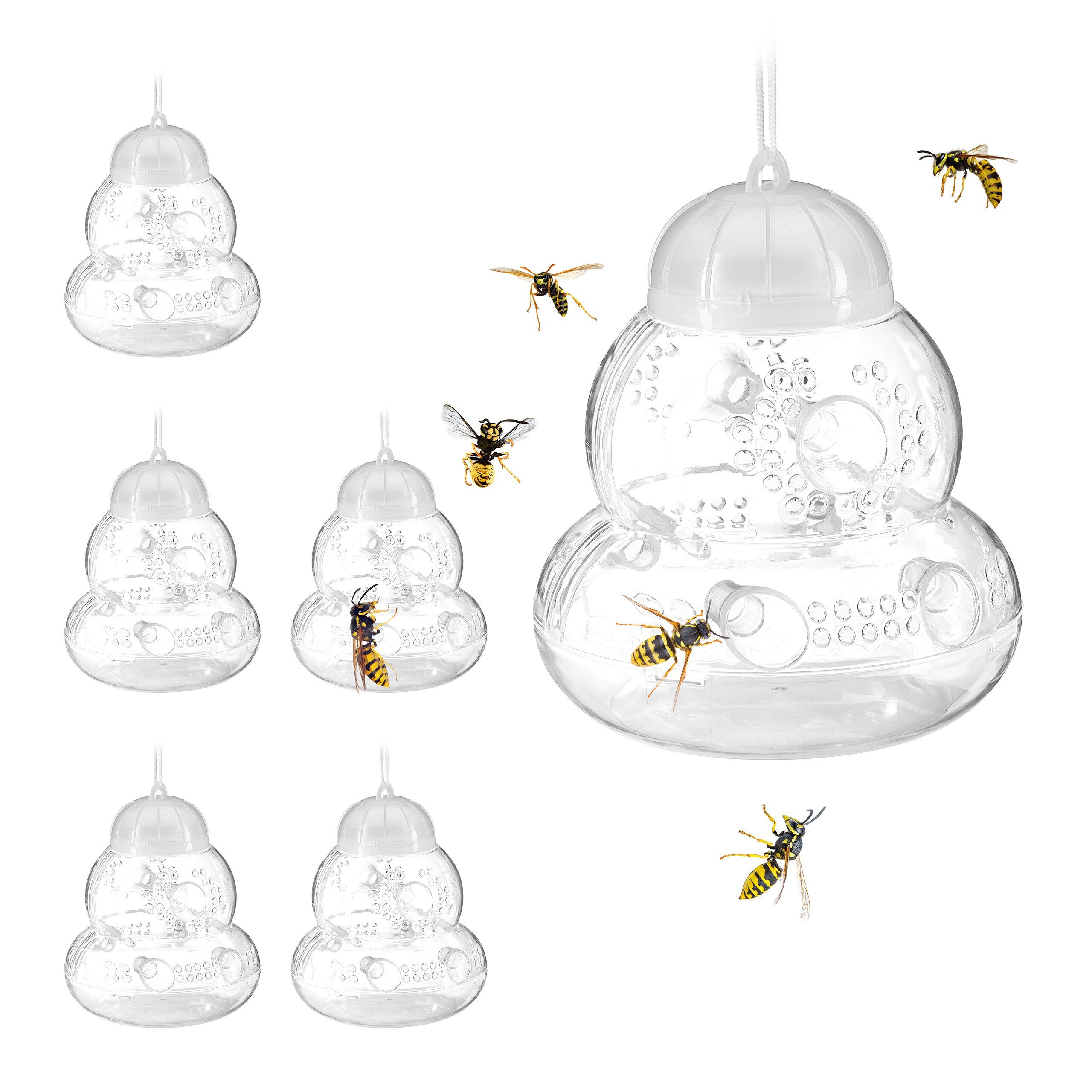 relaxdays Insektenfalle Wespenfalle in Transparent 6er Set