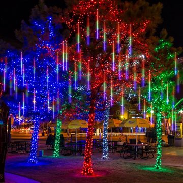 Salcar LED-Lichterkette Eiszapfen Lichterkette Außen Weihnachtsbeleuchtung Baumbeleuchtung, 4,5m mit 10 Spiralen, Bunt