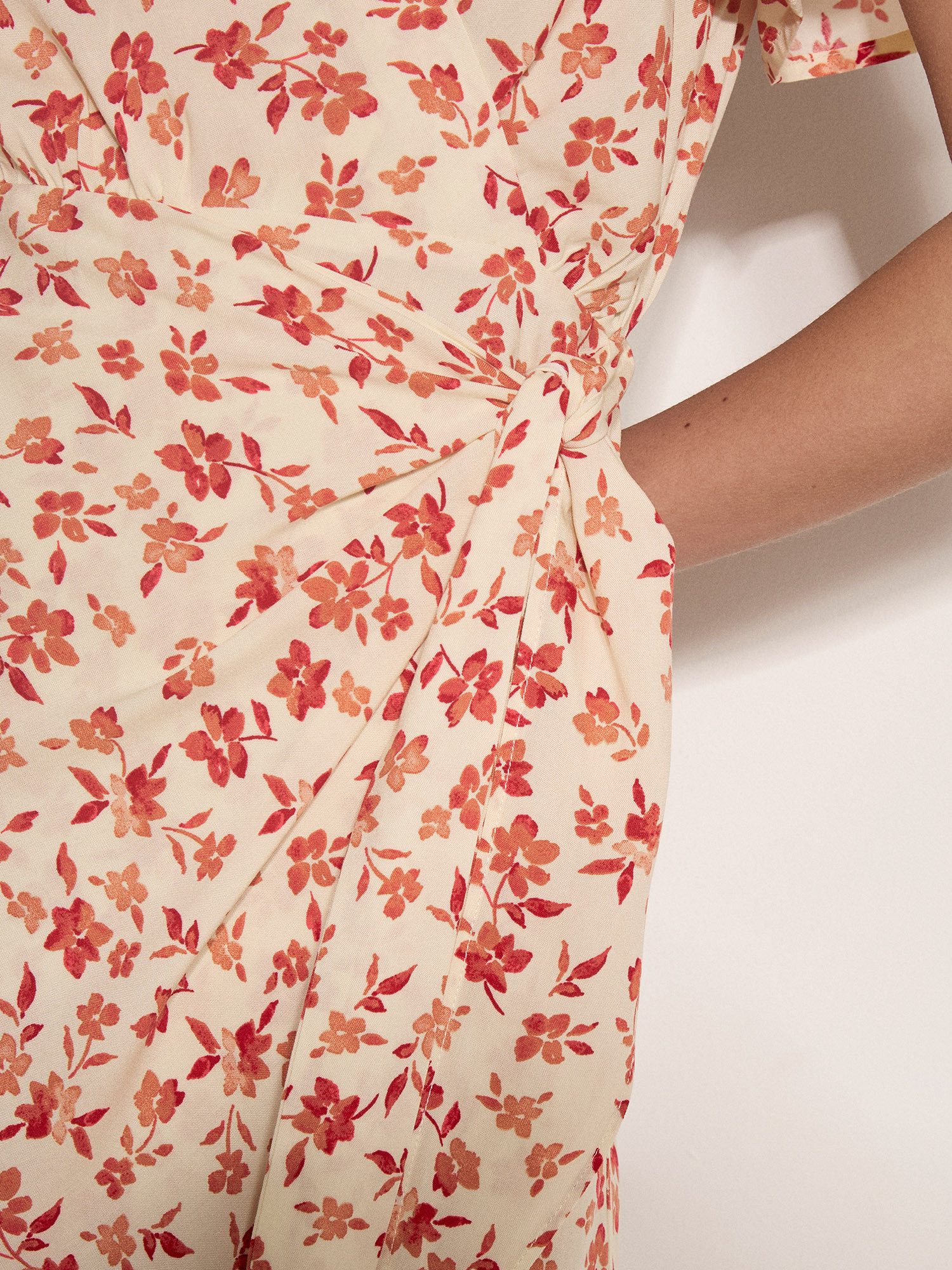 Apricot Minikleid Wickel-Minikleid (mit Stoffgürtel) Druck