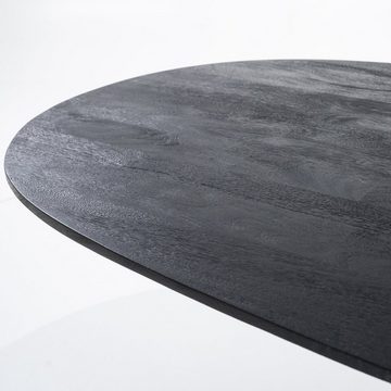 LEVEN Lifestyle Esstisch Esszimmertisch oval 200 cm schwarz Mango Holz massiv
