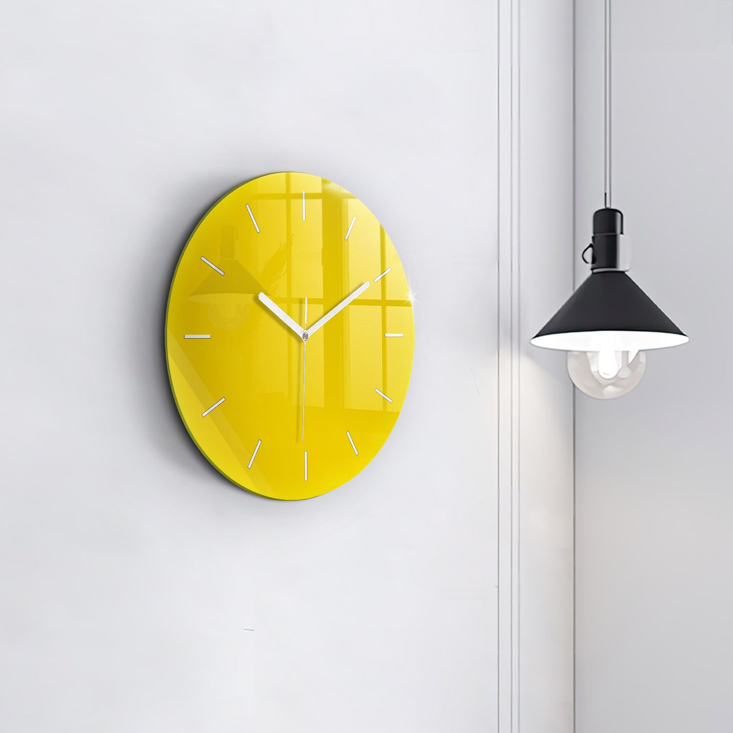 Tulup Wanduhr Wanduhr Glasrunde Uhr Moderne Glaswanduhr 30cm Uhr aus gehärtetem Glas