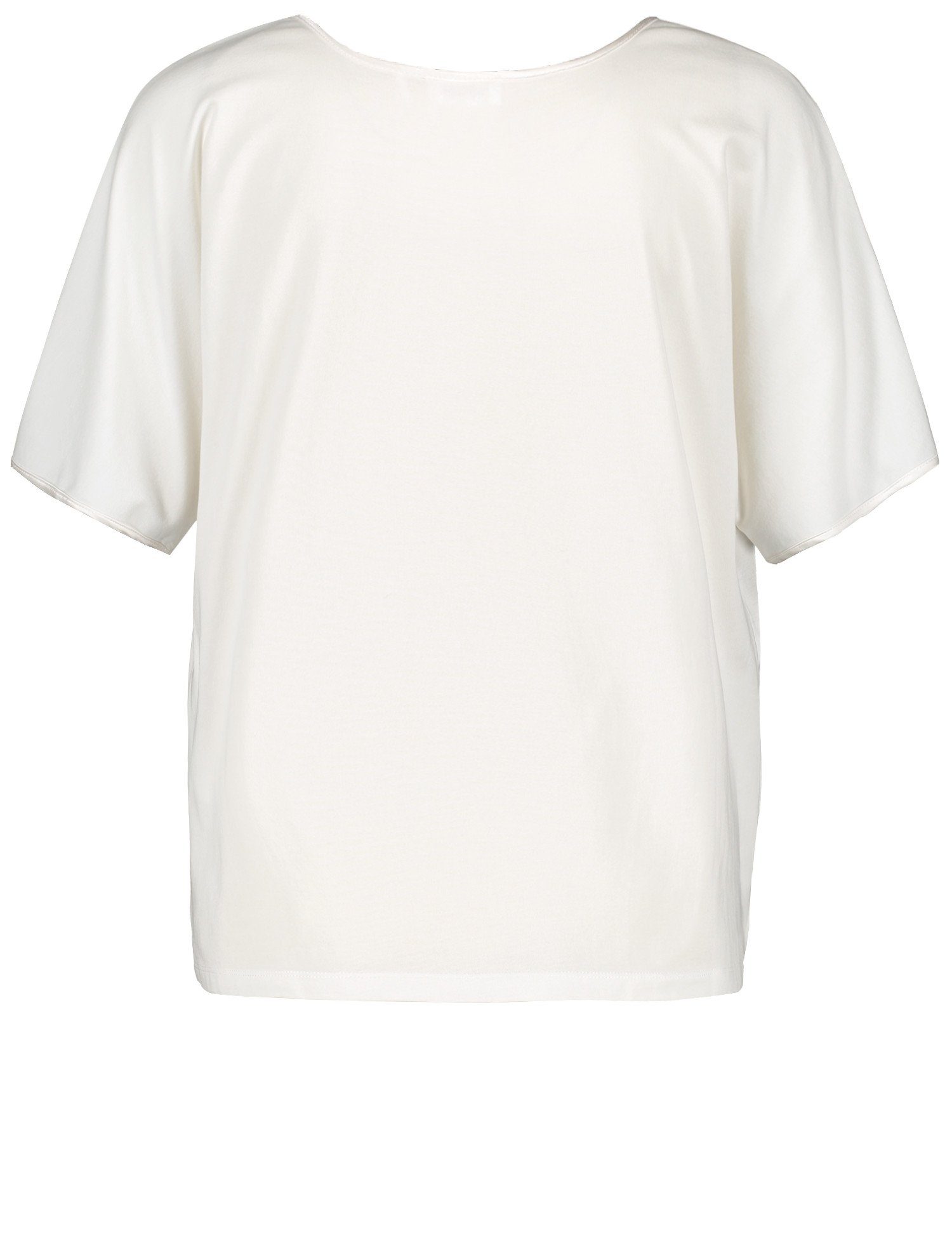 Ausschnitt Falte am GERRY Kurzarmshirt WEBER gelegter Blusenshirt mit Off-white