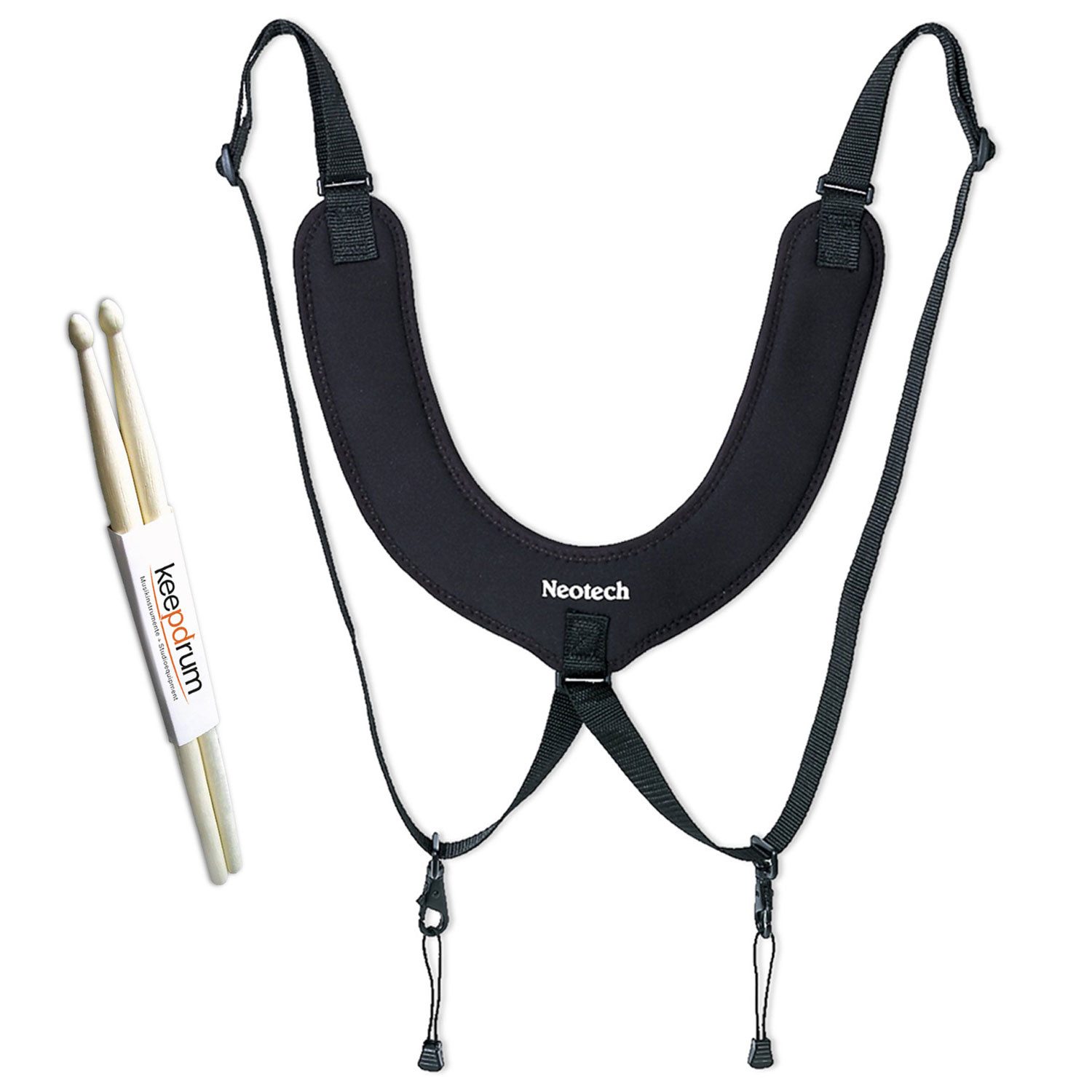 Neotech Schlagzeug Neotech Tragegurt für Percussioninstrumente mit Drumsticks,Vorteils-Set mit Drumsticks, 1-St., Perkussionisten, Vorteils-Set mit Drumsticks