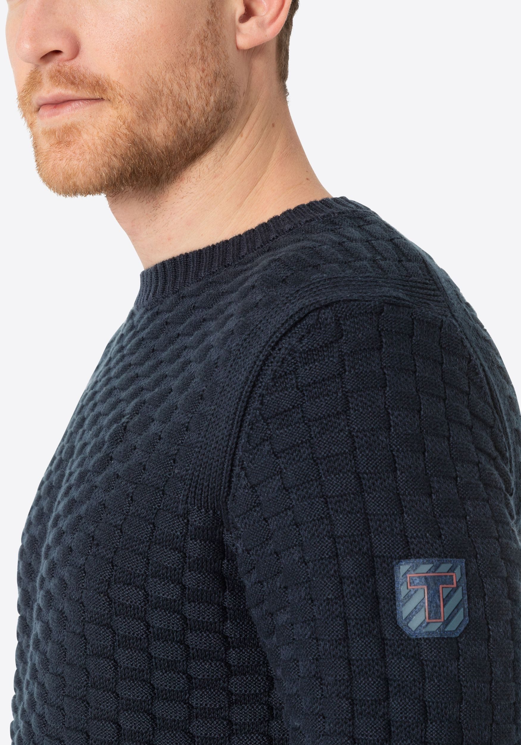 TIMEZONE Strickpullover Strickpullover Rundhals 3D Muster Regular Fit Heavy Knit Crewneck