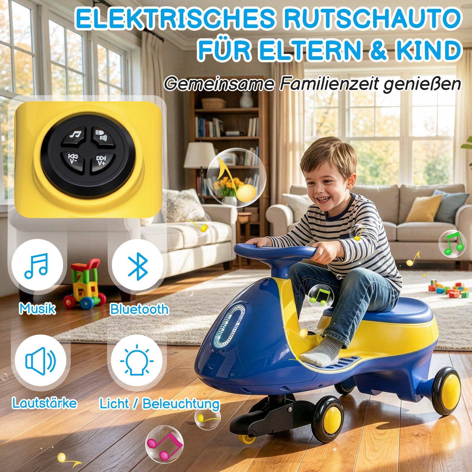 LALAHO Elektro-Kinderauto Elektro-Kinderauto, 12V Musik Bluetooth Lautstarke Licht/ Beleuchtung