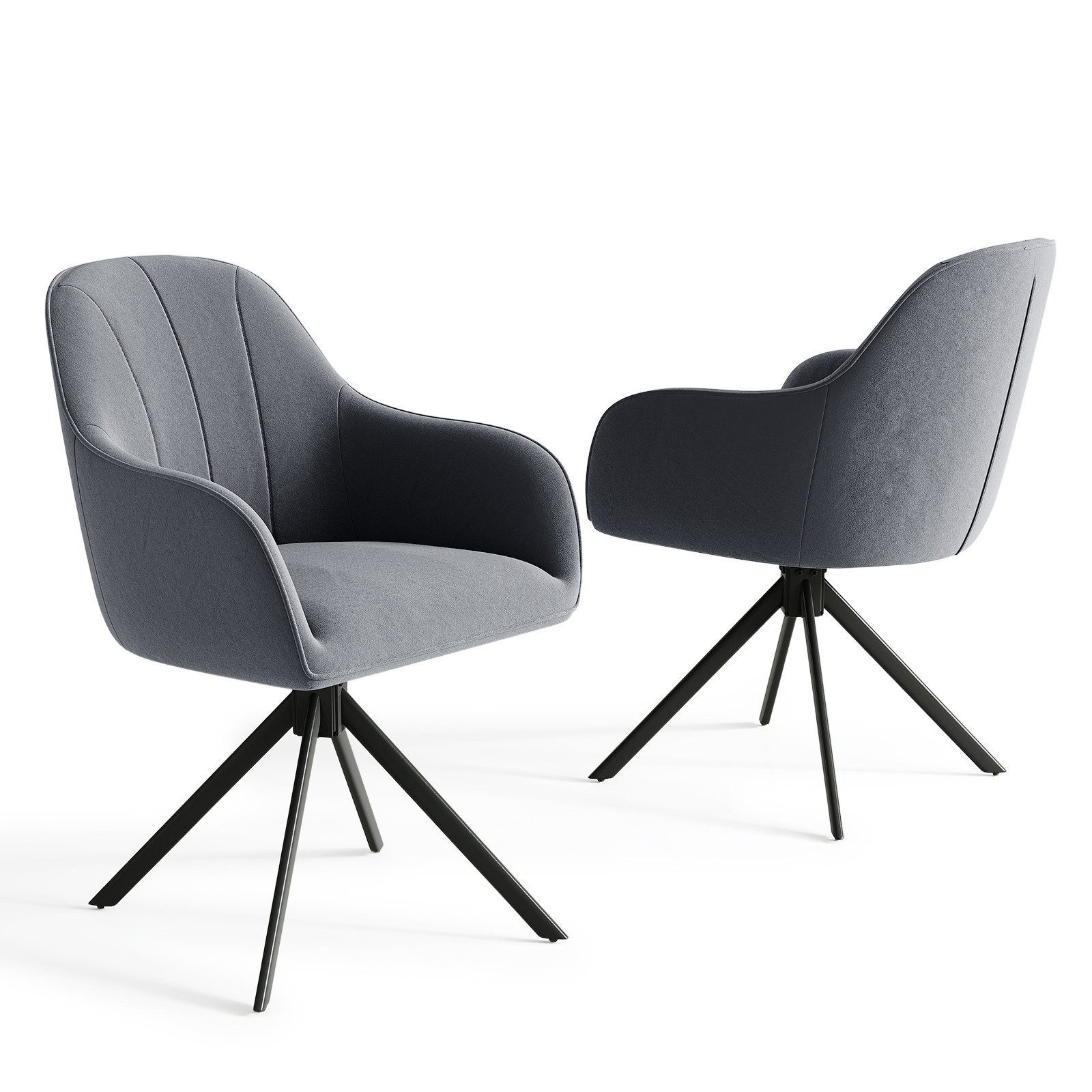 HawthyHome Polsterstuhl 360° drehbar mit Armlehne und Metallbeinen, 4-Fußstuhl (2 St), Moderner Küchenstuhl Esszimmerstuhl für Wohnzimmer & Büro – Bild 3 von 5