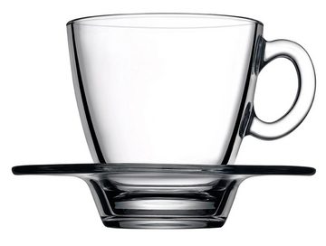 Pasabahce Gläser-Set Aqua, Glas, 6 x Pasabahce Aqua Kaffeetassen mit passenden 6 Untertassen