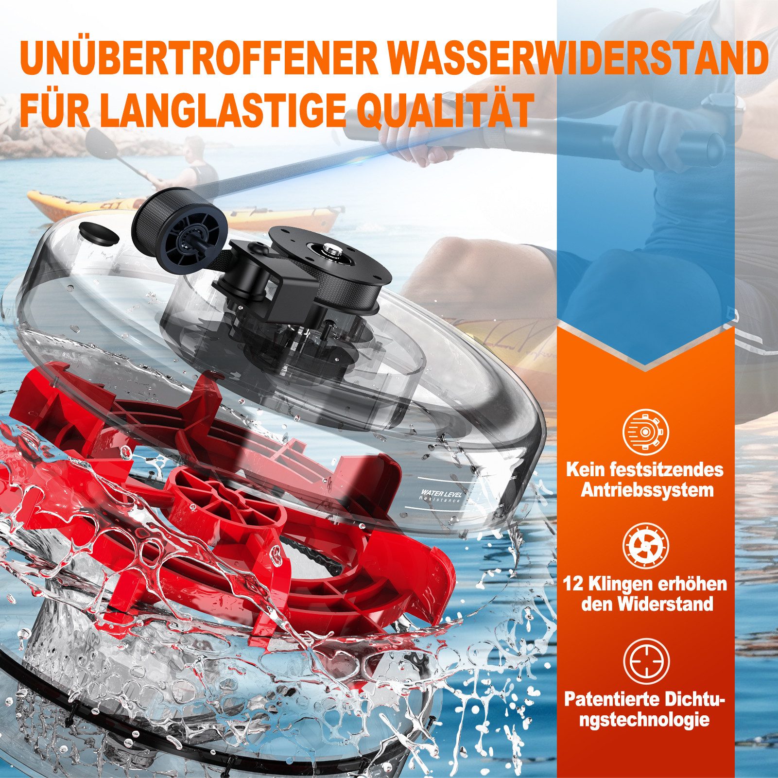 VOWVIT Rudergerät für Zuhause, Wasser Rudergeräte mit Bluetooth Boardcomputer (1-tlg), 160KG Gewichtsbelastung, Max. 210 cm Benutzergröße Geeignet