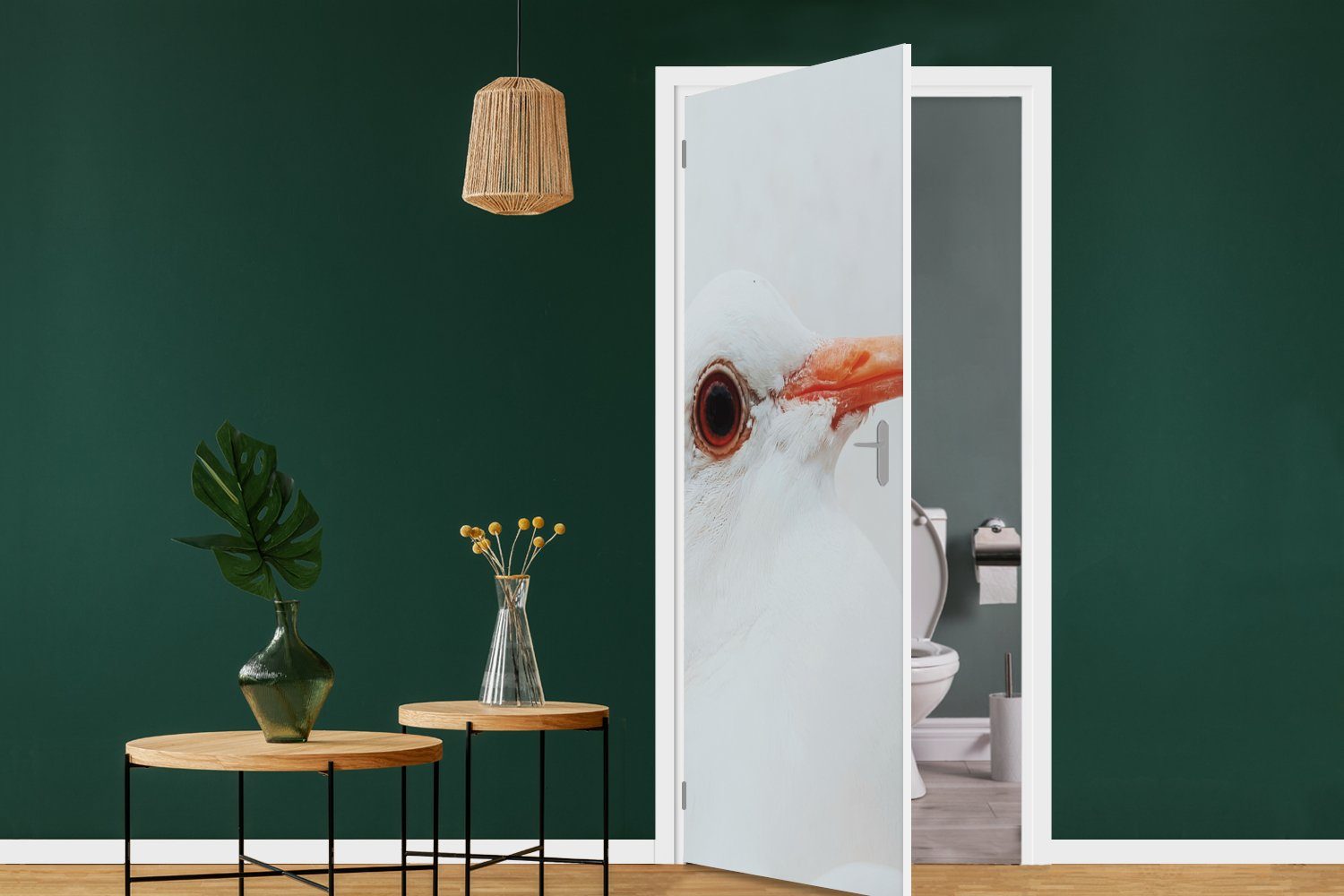 MuchoWow Türtapete Tür, cm weißen für Taube, einer Türaufkleber, Fototapete Nahaufnahme Matt, bedruckt, 75x205 St), (1