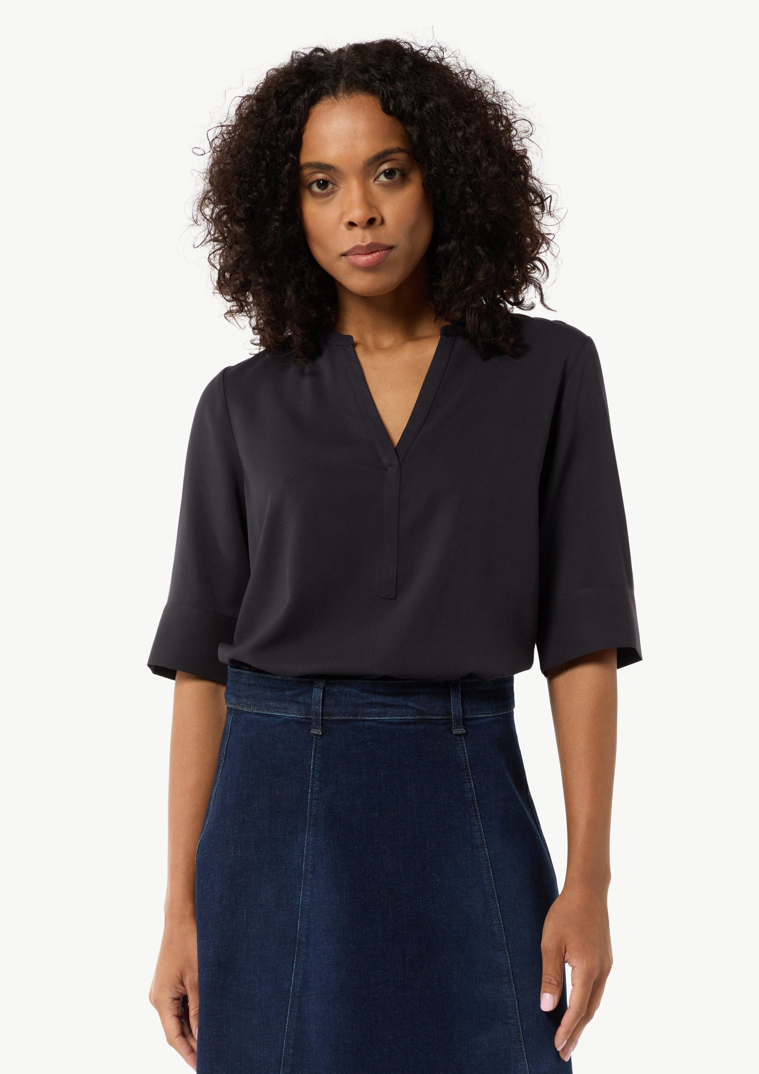Comma Kurzarmbluse Twill-Bluse im Relaxed Fit günstig online kaufen