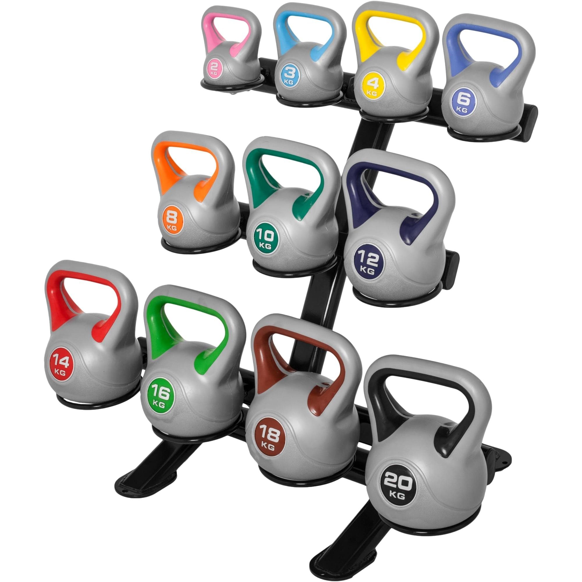 GORILLA SPORTS Kettlebell 113 inkl.Ablage Set Ablage kg Kugelhantel,Schwunghantel,Kugelgewicht,Einzeln/Set,mit/ohne