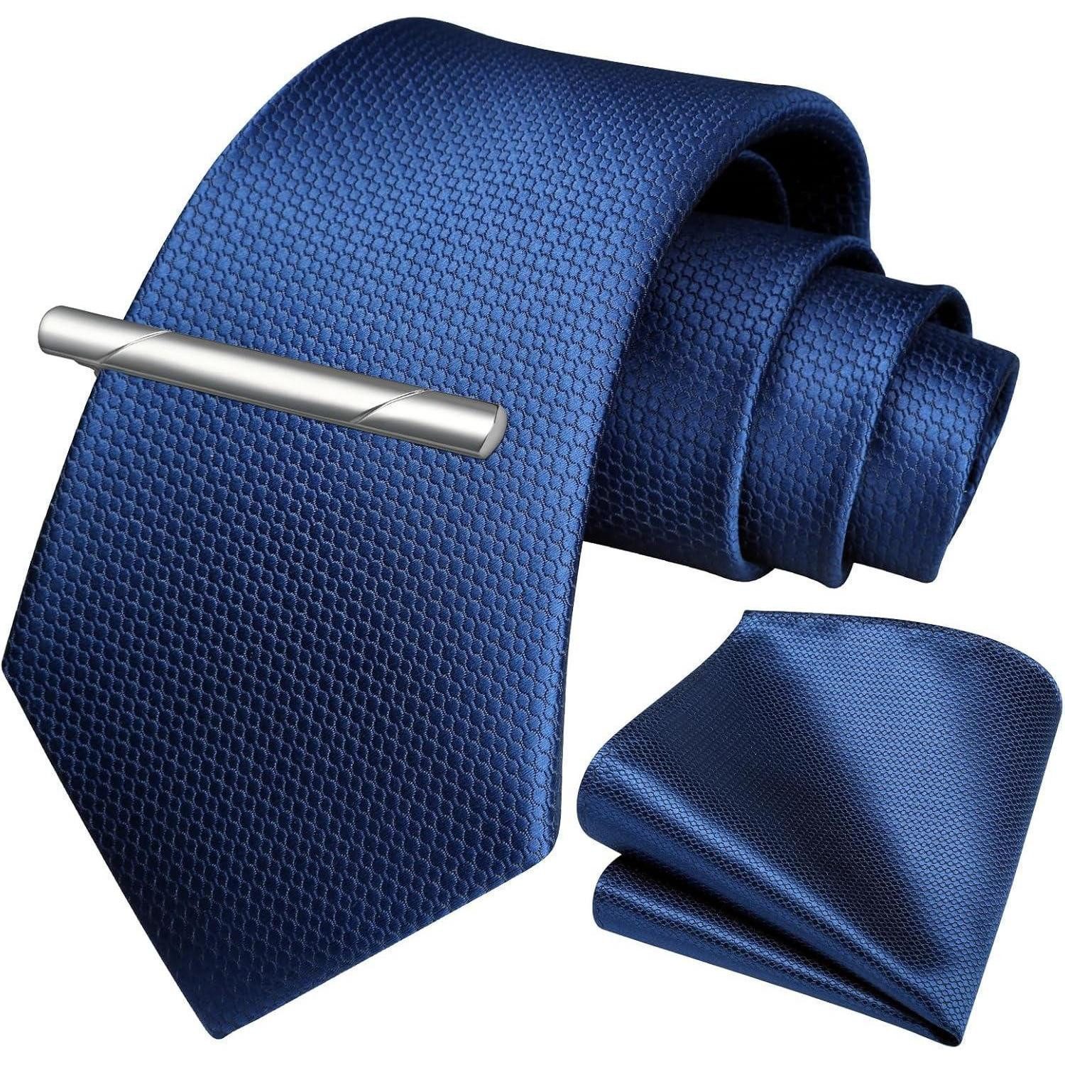 Krawatte Krawatten Herren Hochzeit Einstecktuch Einheitsgröße Z-Blau
