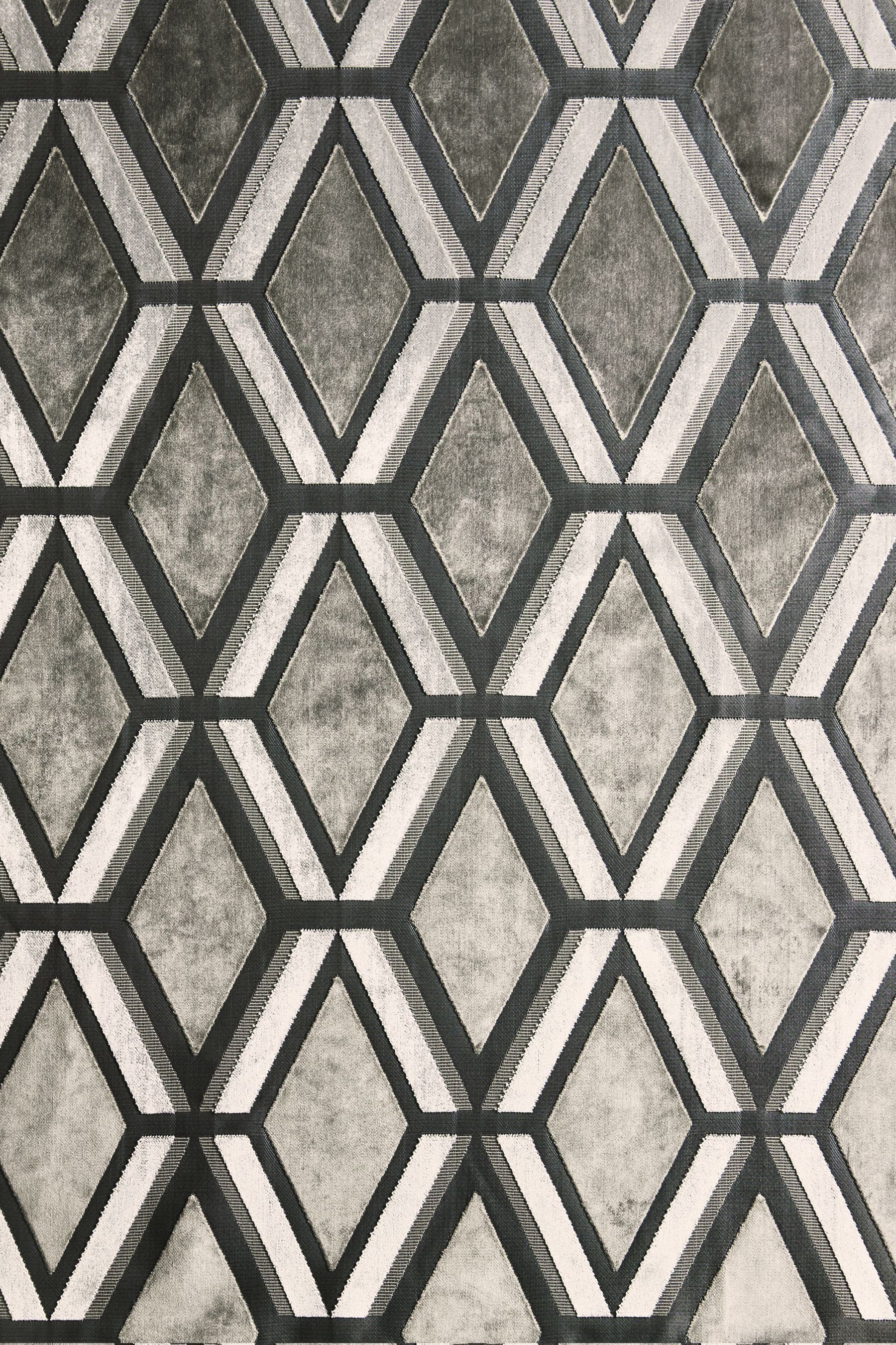 Kissen Samt Luxe mit Collection Geomuster, Vorhang (2 Grey Next, St) aus