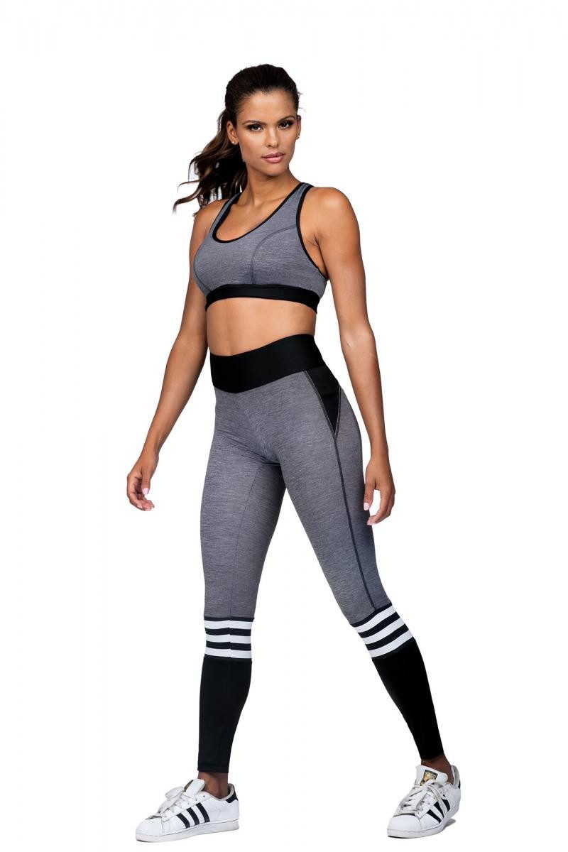 Lorin Leggings Frauen Sport Leggings in schwarz grau Fitness Hose dehnbar mit hohem B
