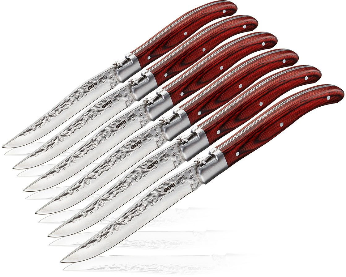 GEFU Steakbesteck RANCHO (7-tlg), 6 Personen, Klingenstahl, Massivholz, scharfe Klingen, ergonomisches Design, stilvolles Set