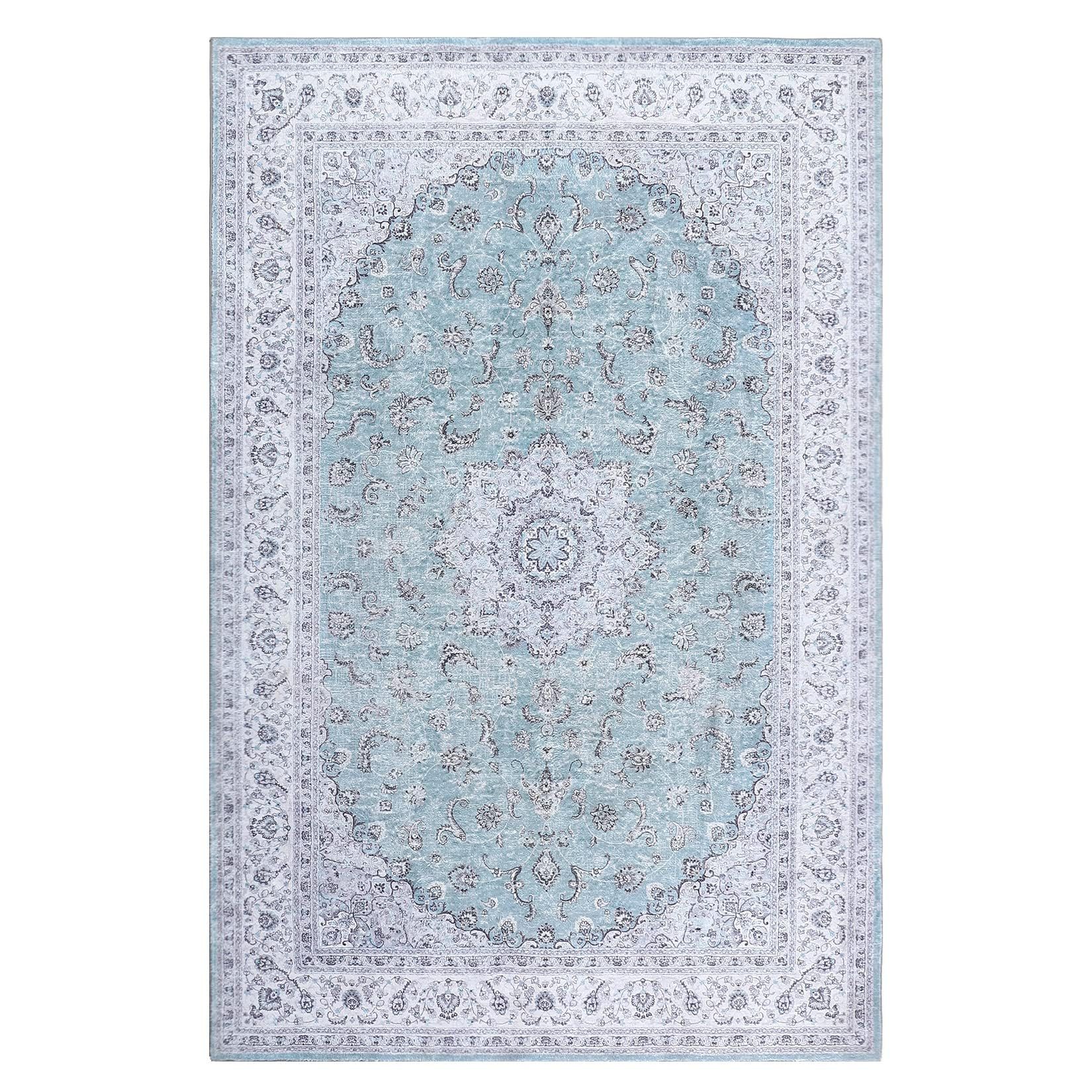 GarveeMore Teppich Persisches Ornamentmuster-frisch & elegant, rechteckig, Höhe: 6 mm, maschinenwaschbar & faltbar, für Flur & Schlafzimmer & Wohnzimmer – Bild 3 von 5