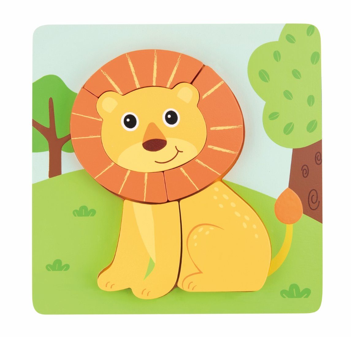 Lelin Puzzle 20224 / 4 Holzpuzzles mit verschiedenen Tieren in 1 Set, 18 Puzzleteile