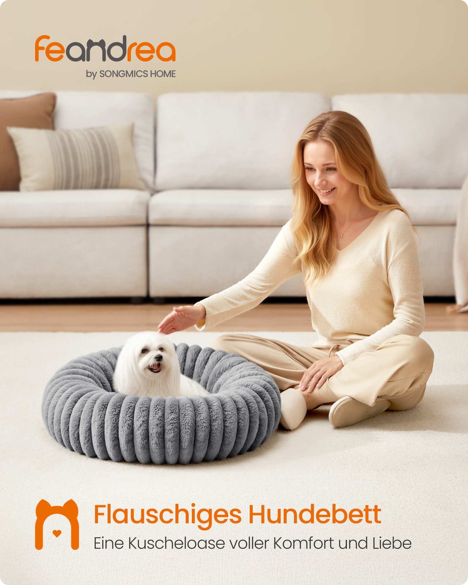 FEANDREA Hundebett, mittelgroßes Katzenbett,60cm,Hundekörbchen,Hundekissen günstig online kaufen