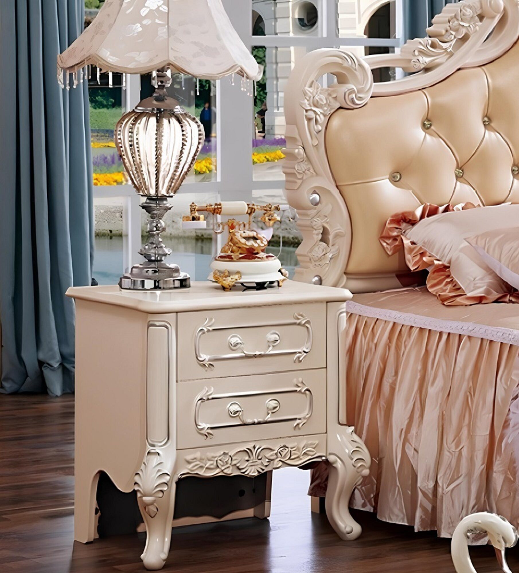 JVmoebel Nachttisch Set aus 2 Beistelltischen mit ausziehbarer Schublade Sofort, Made in Europa