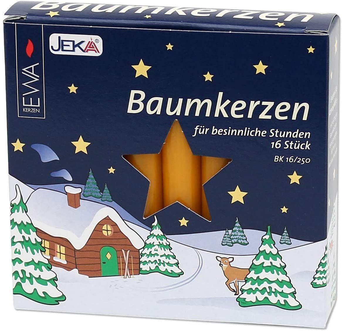 Ebersbacher Kerzenfabrik Duftkerze 1 Päckchen - 16 Baumkerzen -Ø 14 mm Länge 115 mm - 16 / 250 - Natur