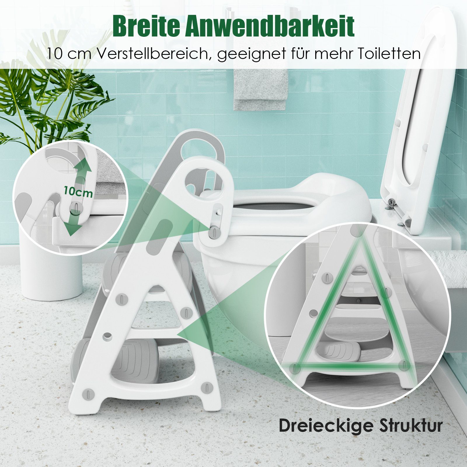 TLGREEN Toilettentrainer Tritthocker Treppe, Grau Kinder mit in 2 mit Baby Toilettensitz Toilettensitz 1