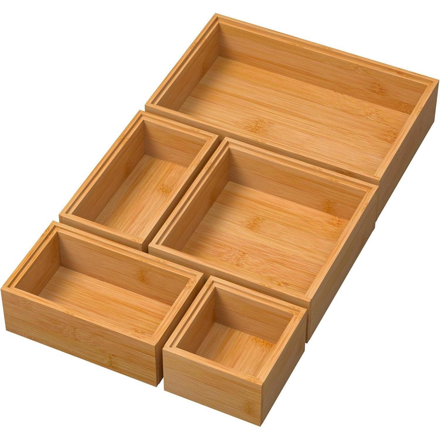 LuxusKollektion Schubladeneinsatz 5-teiliges Schubladen Organizer Bambus Box Make-up Küche Badezimmer (1 St)