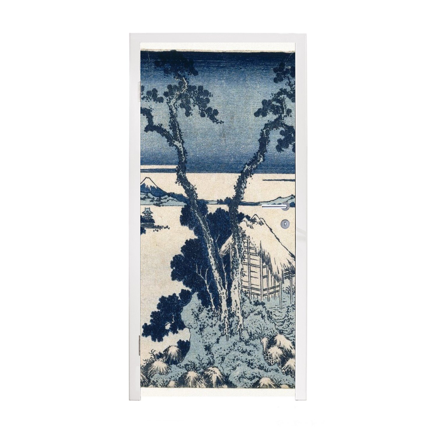 MuchoWow Türtapete Blick auf den Berg Fuji - Gemälde von Katsushika Hokusai, Matt, bedruckt, (1 St), Fototapete für Tür, Türaufkleber, 75x205 cm