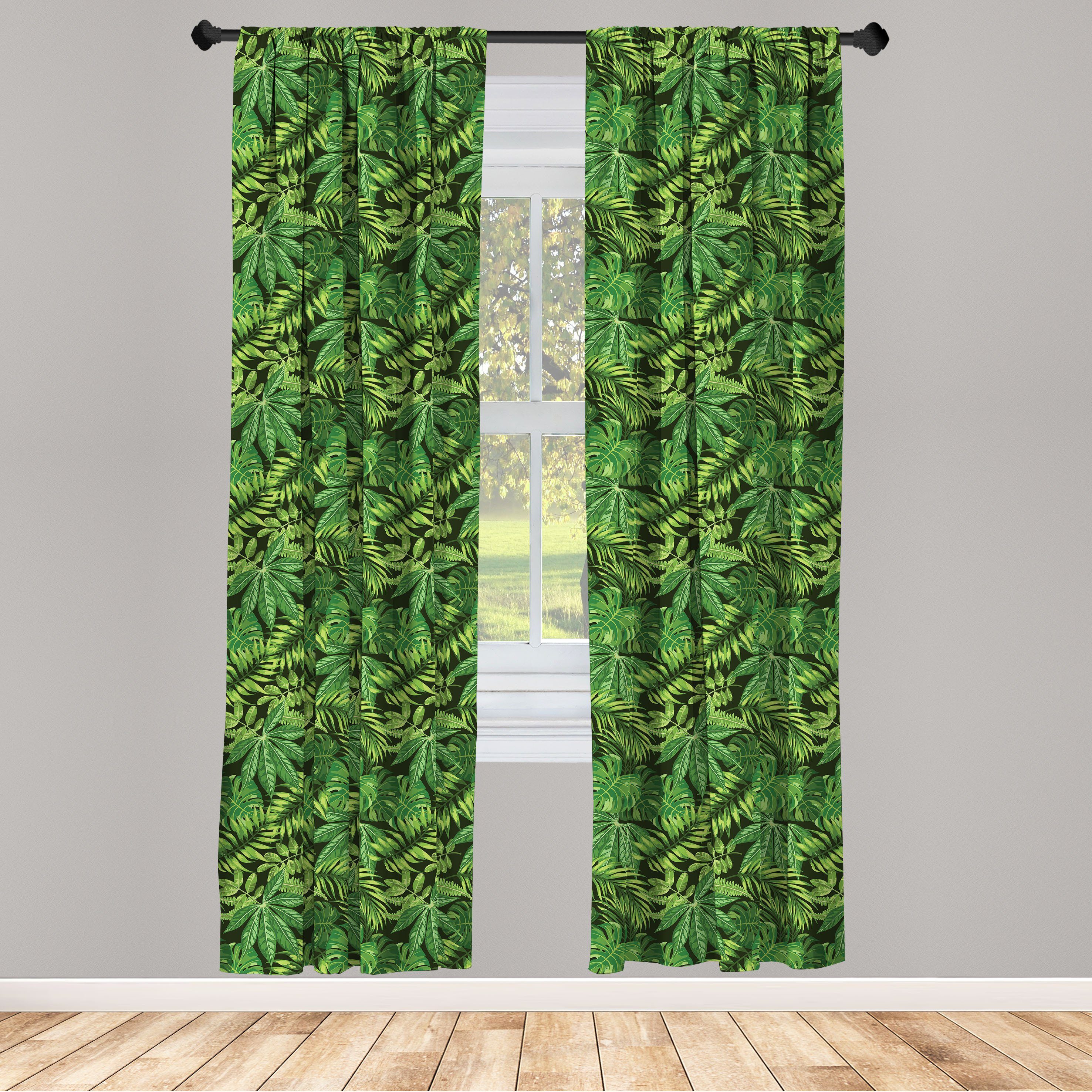 Gardine Vorhang für Wohnzimmer Schlafzimmer Dekor, Abakuhaus, Microfaser, Exotisch Verschiedene tropische Blatt- Kunst