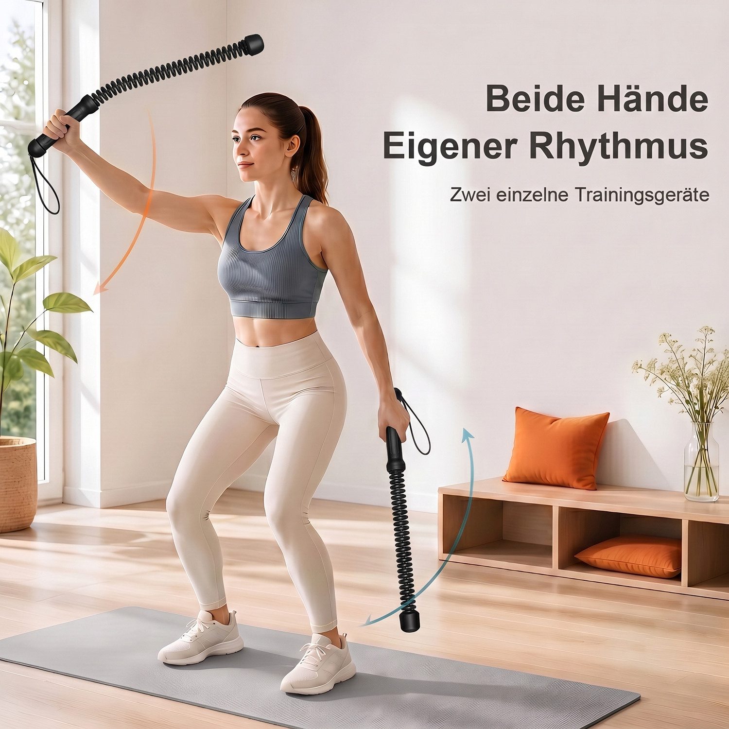 SURFOU Multitrainer 2 Stück Kampfseile für das Fitnessstudio zu Hause robustes Armtrainer, (für Rumpfmuskelaufbau, HIIT und Low-Impact-Aerobic-Training, für Krafttraining, tragbare, schnurlose Kampfseile)