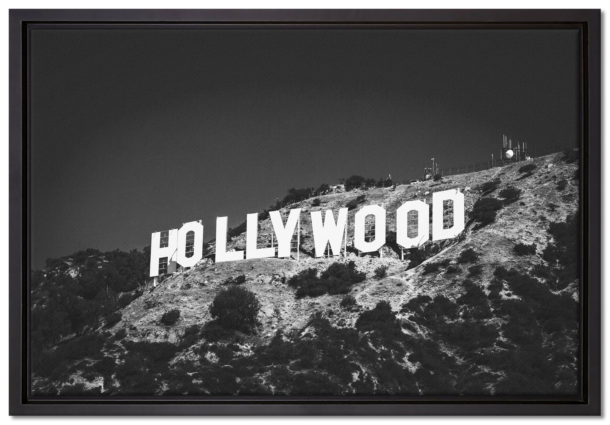 inkl. Leinwandbild fertig St), gefasst, einem Schattenfugen-Bilderrahmen Zackenaufhänger Wahrzeichen (1 bespannt, Hollywood, Pixxprint Leinwandbild in von Wanddekoration