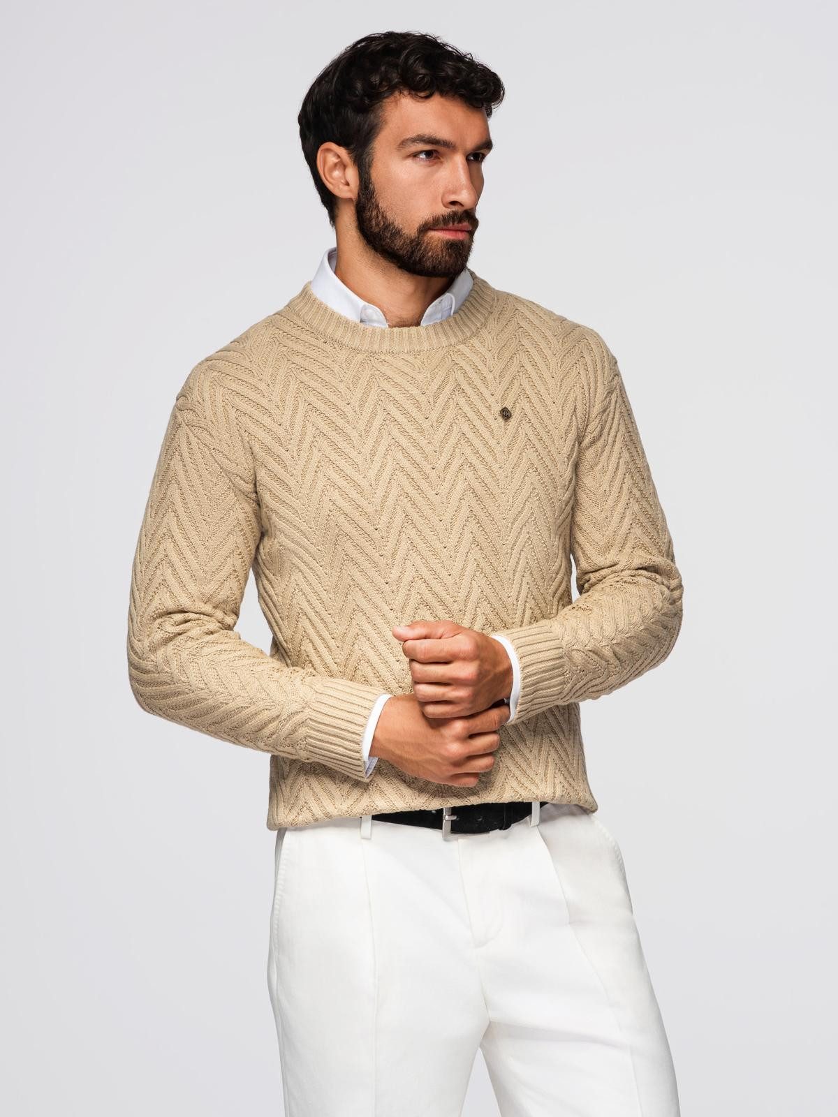 Rundhalspullover Strickpullover mit Zickzackmuster