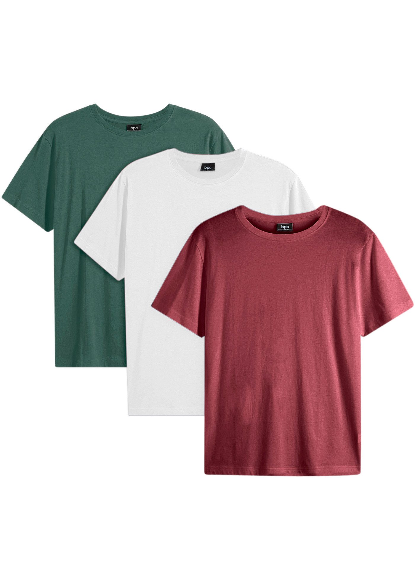 bonprix T-Shirt (Packung, 3-tlg., 3) bequemer Regular Fit, Rundhalsausschnitt, leichte Stoffqualität