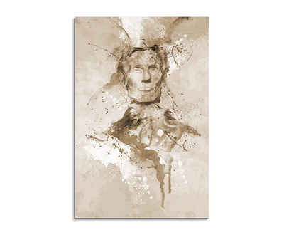 Sinus Art Leinwandbild Abraham Lincoln 90x60cm Aquarell Art Leinwandbild Sepia