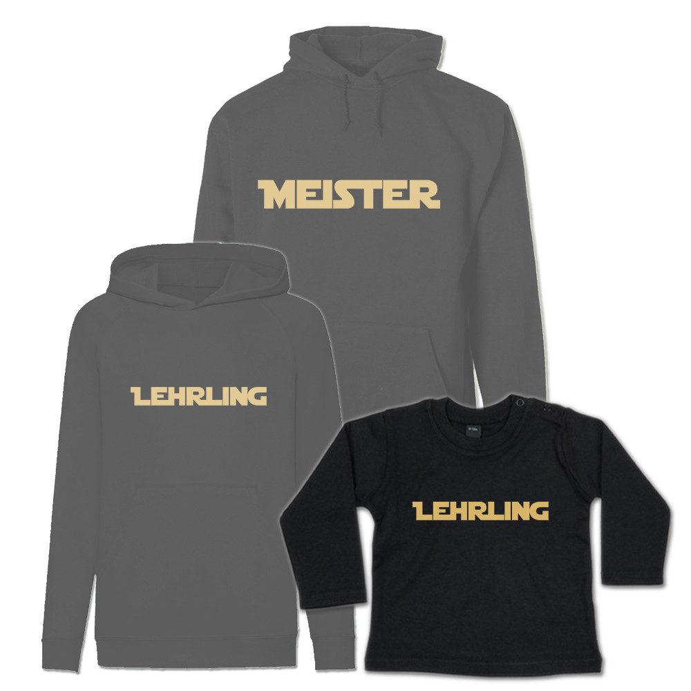 G-graphics Kapuzenpullover Meister & Lehrling (Familienset, Einzelteile zum selbst zusammenstellen) Kinder & Erwachsenen-Hoodie & Baby Sweater mit Frontprint