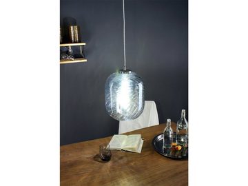 meineWunschleuchte LED Pendelleuchte, Dimmfunktion, LED wechselbar, Warmweiß, Designer Rauch-glas Lampenschirm für über-n Esstisch hängend, Blau