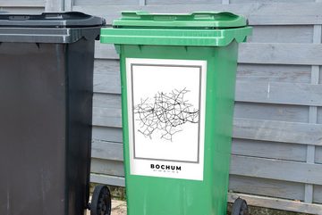 MuchoWow Wandsticker Deutschland - Bochum - Stadtplan - Karte - Schwarz-Weiß - Karte (1 St), Mülleimer-aufkleber, Mülltonne, Sticker, Container, Abfalbehälter