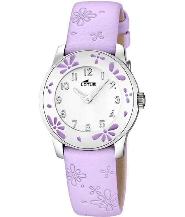 Lotus Quarzuhr Lotus Jugend Uhr Elegant L15950/3 Leder (Armbanduhr) Jugend Armbanduhr rund klein (ca. 29 7mm) Lederarmband pink
