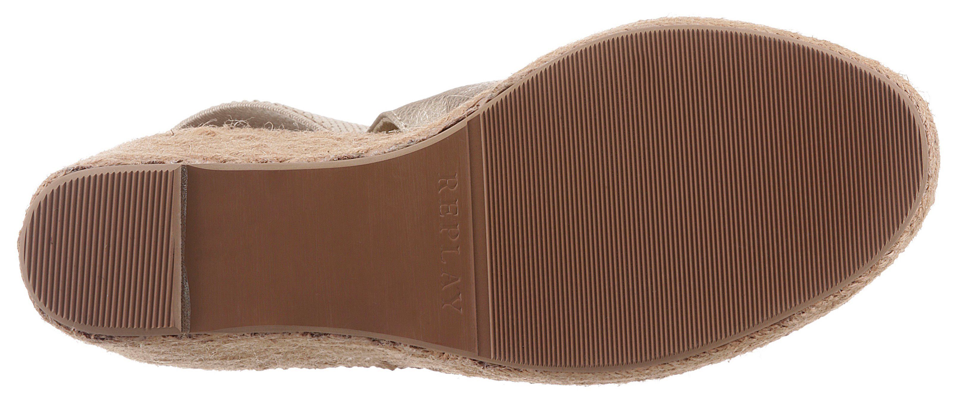 Replay Tyne Sandalette, Sommerschuh, Sandale, Keilabsatz, mit Glitzerlogo an der Ferse