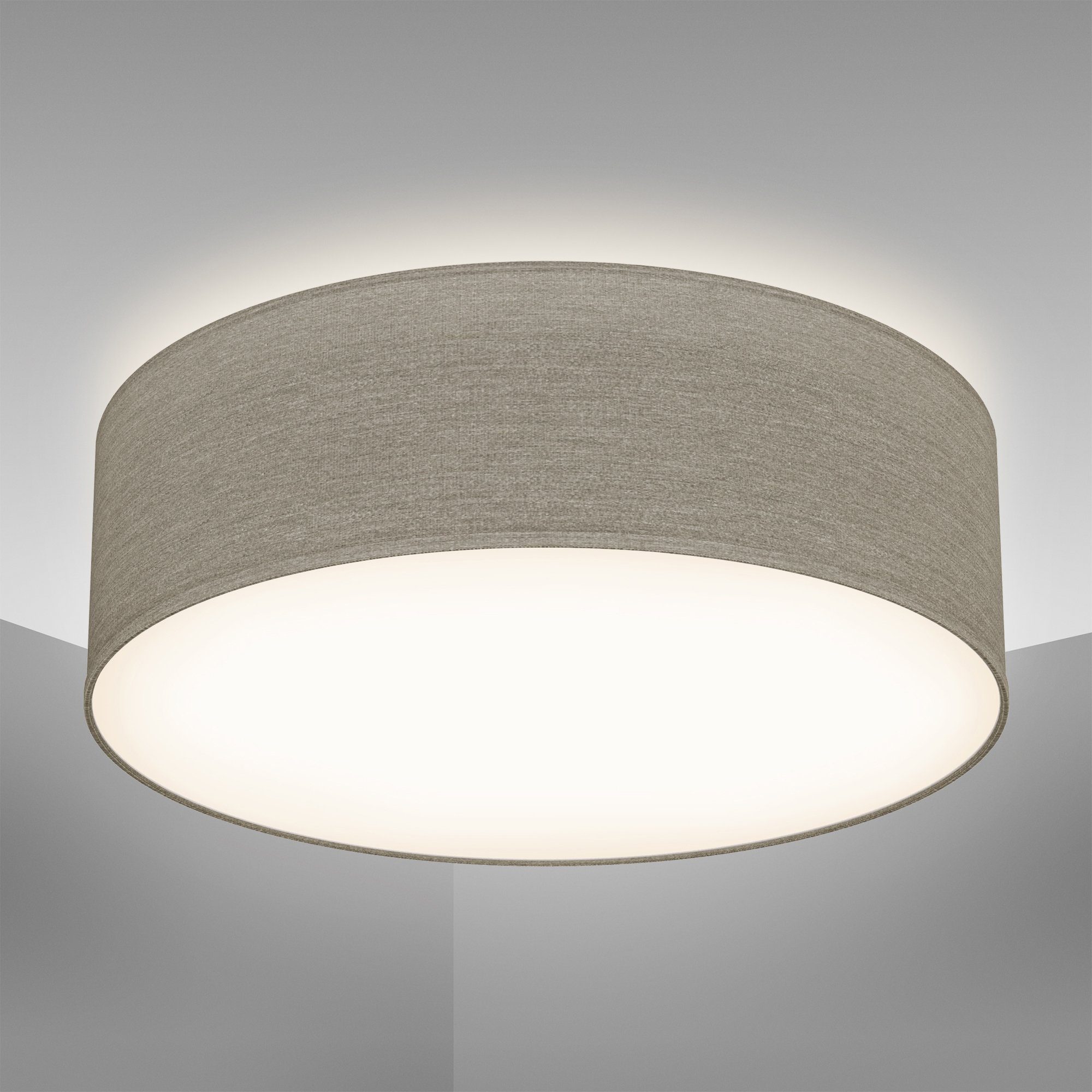 B.K.Licht Deckenleuchte BK_SD1217 Deckenlampe, Stoffschirm, Taupe, E27-Fassung, ohne Leuchtmittel, Ø30cm, 1-flammig, ohne Leuchtmittel | Deckenlampen