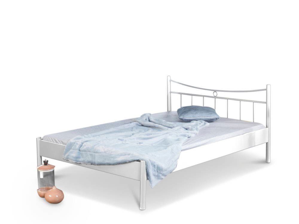 und Lucy, klassisch pulverbeschichtetes und stabil Metallbett Metall schlicht, weiß langlebig, BedBox